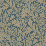 Thistle Wallpaper - Newby Green /Gilt - by Morris. Click for more details and a description.