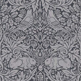 Brer Rabbit Wallpaper - Ink / Silver - by Morris