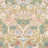 Strawberry Thief Wallpaper - Gold - by Morris. Click for more details and a description.