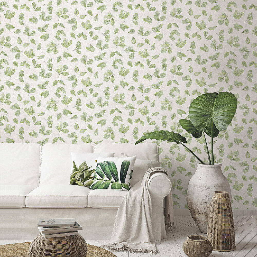 Leaves Wallpaper - Green - by Galerie