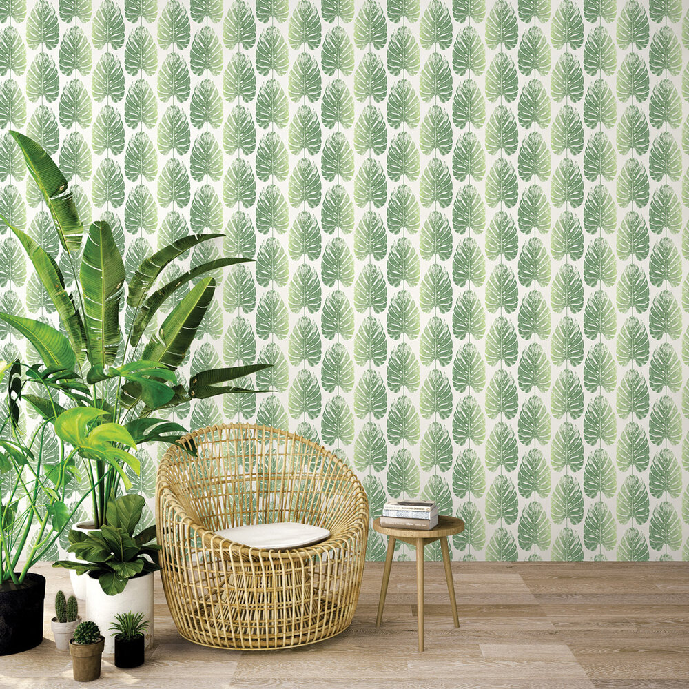 Monstera Leaves Wallpaper - Green - by Galerie