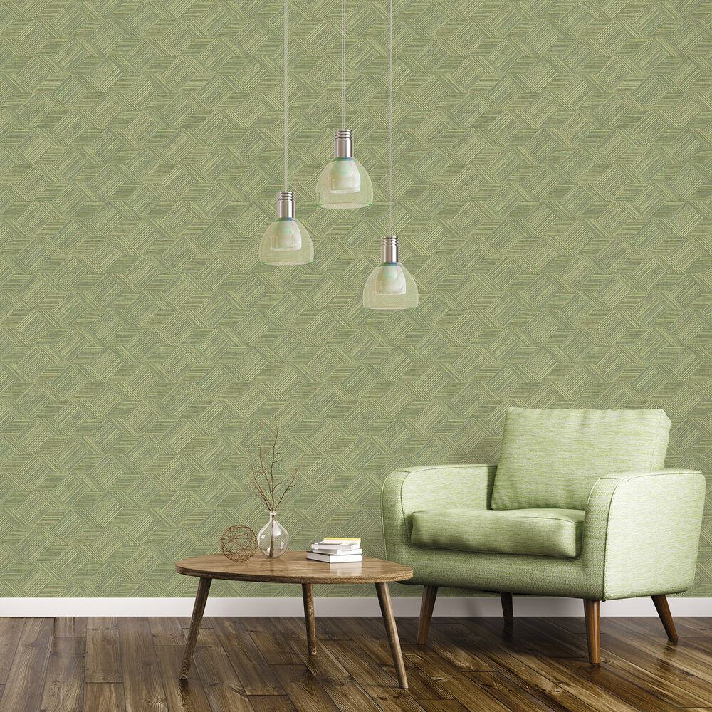 Stacked Cubes Wallpaper - Green - by Galerie