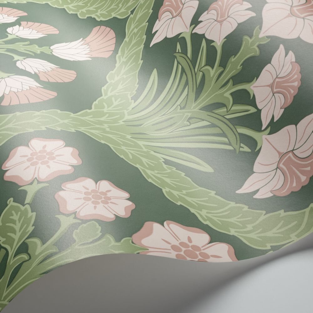 Floral Kingdom Wallpaper - Ballet Slipper / Leaf Green / Forest Green - by Cole & Son