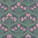 Papier peint Floral Kingdom - Rose / vert forêt / charbon de bois - Cole & Son. Cliquez pour en savoir plus et lire la description.