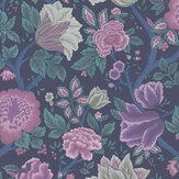 Papier peint Midsummer Bloom - Mûre / violet / vert sarcelle / encre - Cole & Son. Cliquez pour en savoir plus et lire la description.