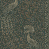 Pavo Parade Wallpaper - Metallic Gilver / Racing Car Green - by Cole & Son. Click for more details and a description.