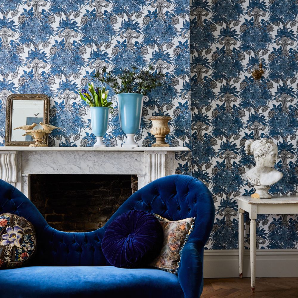 Latin Quarter Wallpaper - Blue - by Laurence Llewelyn-Bowen