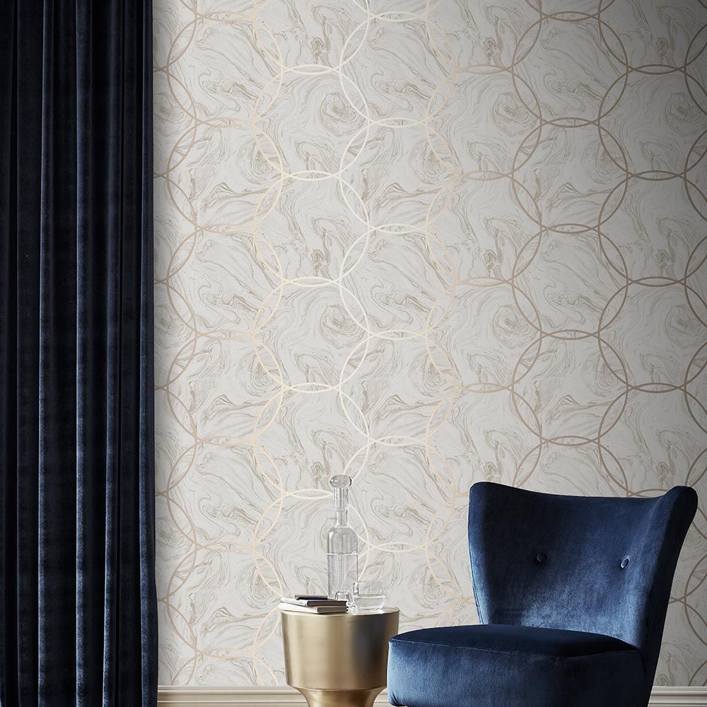 Aqueous Wallpaper - Geo Taupe - by Graham & Brown