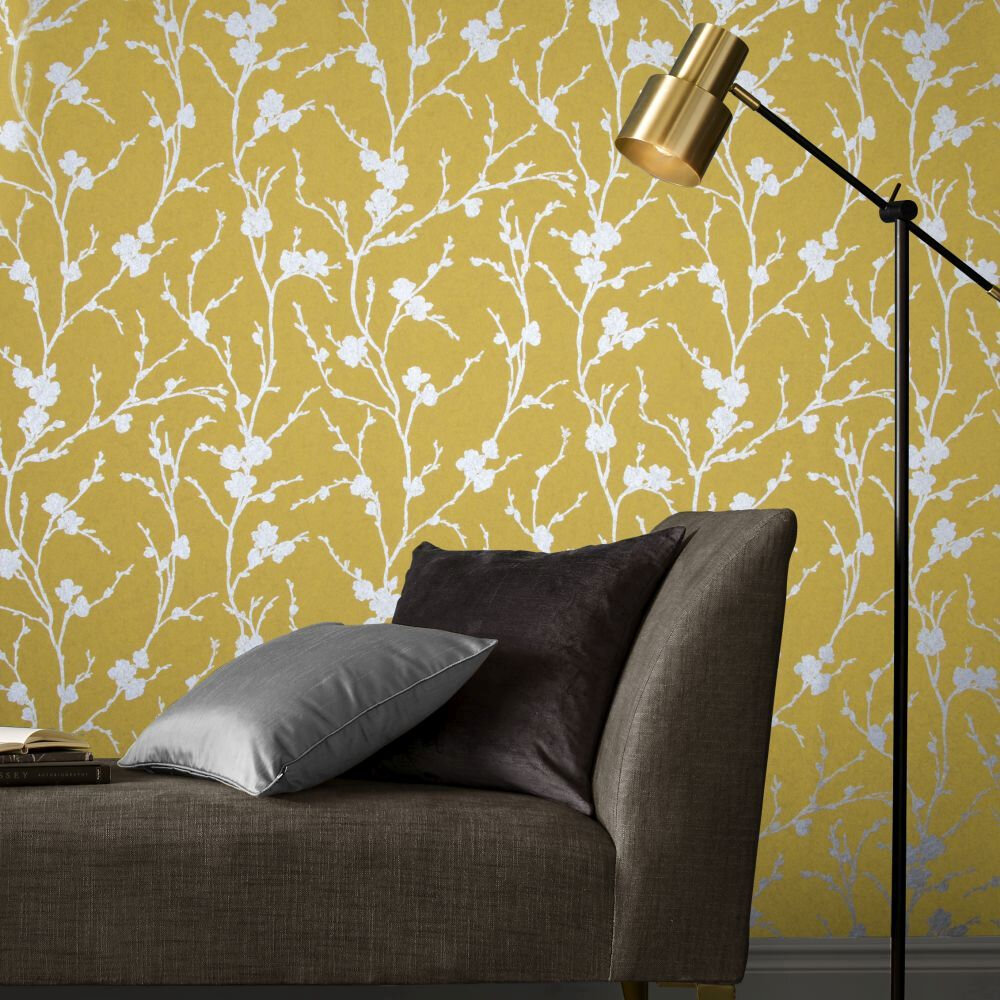 Meiying Wallpaper - Saffron - by Graham & Brown