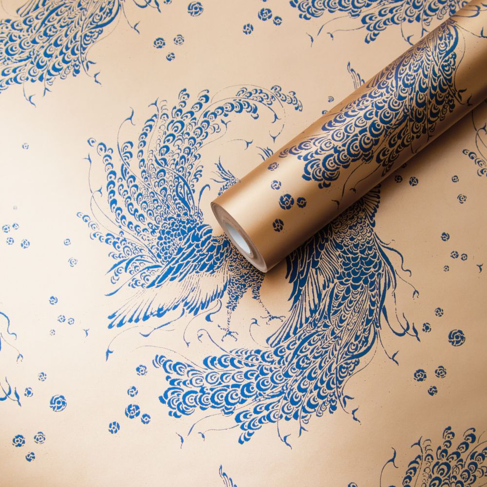 The Boys are Back in Town Wallpaper - Copper / Blue - by Laurence Llewelyn-Bowen