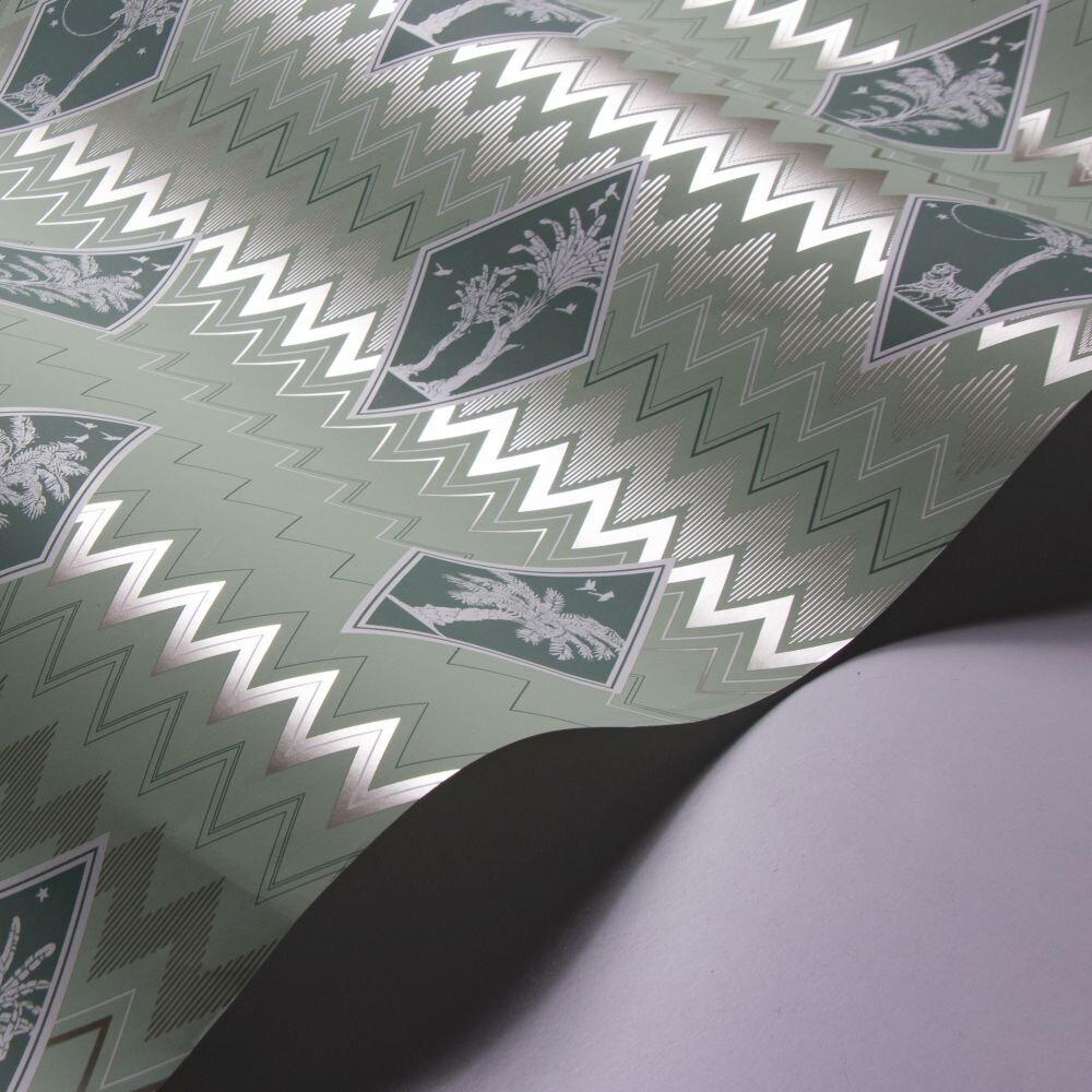 Tropicalia Wallpaper - Mint Green - by Laurence Llewelyn-Bowen