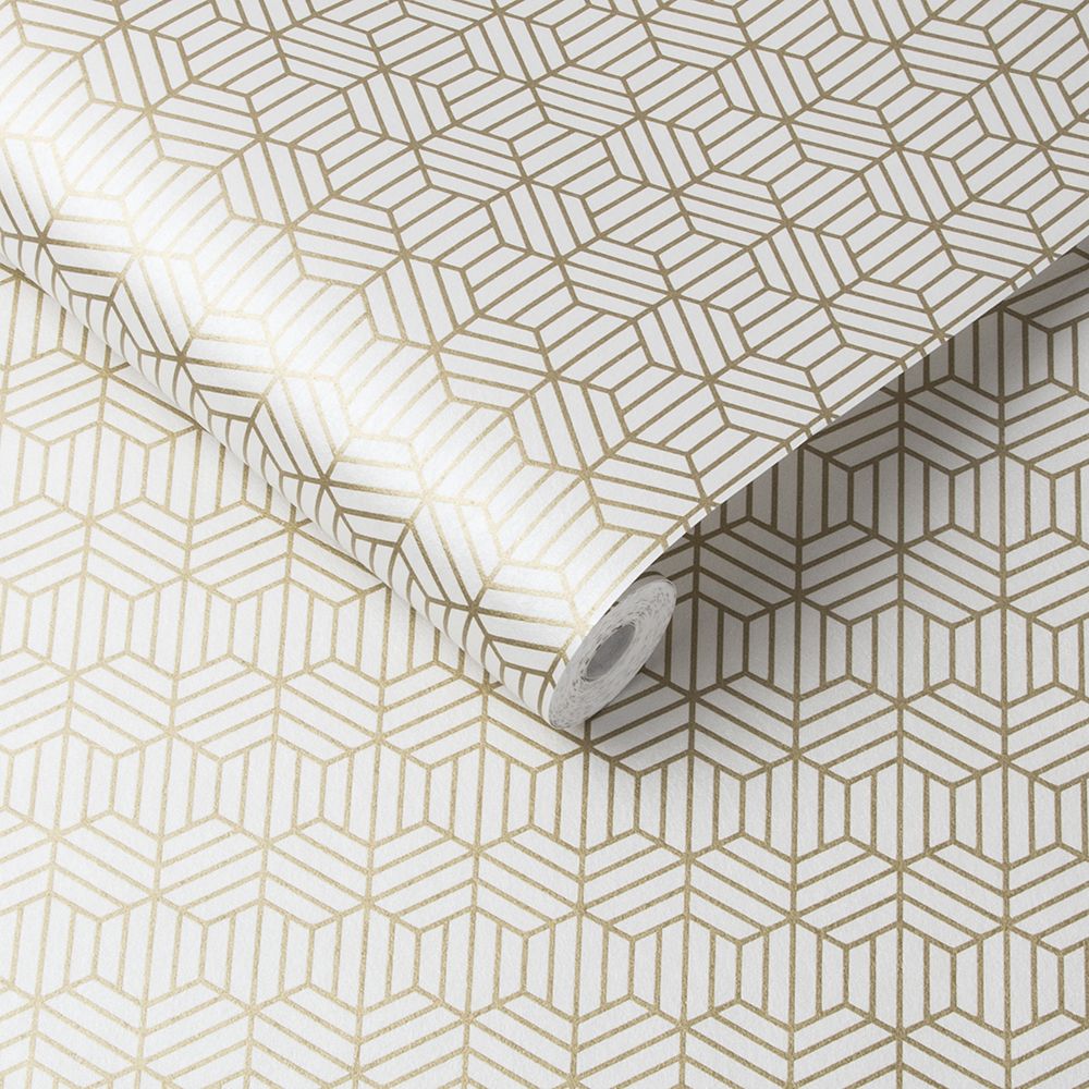 Echo Wallpaper - Pearl / Gold - by Graham & Brown