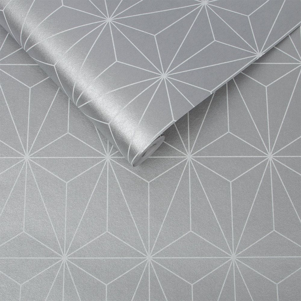 Prism Wallpaper - Silver - by Graham & Brown