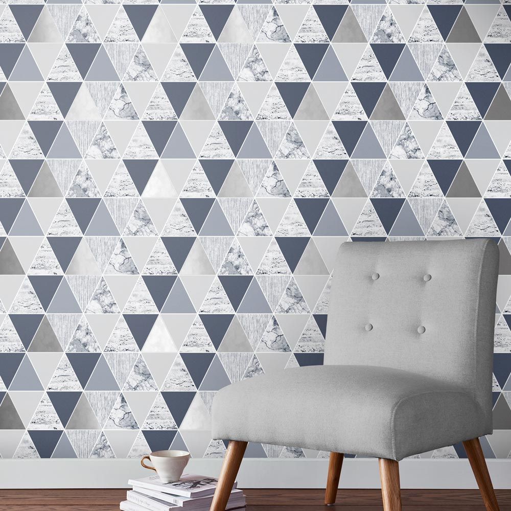 Reflections Wallpaper - Blue - by Graham & Brown