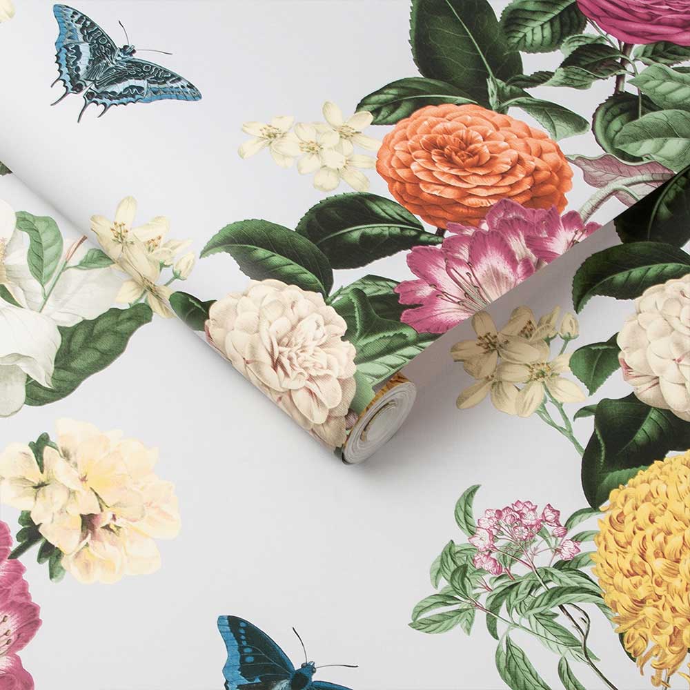 Bloomsbury Wallpaper - White / Multicoloured - by Graham & Brown