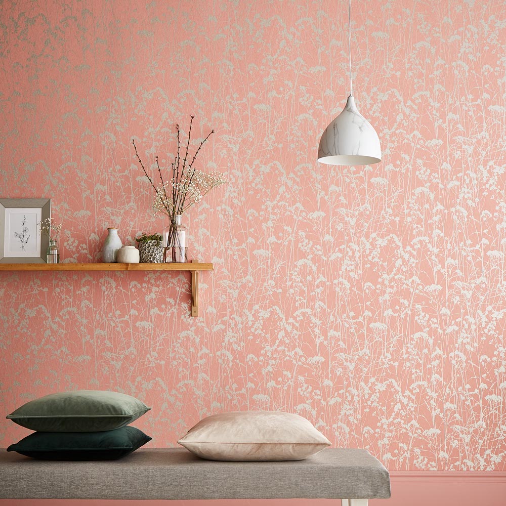 Grace Wallpaper - Coral - by Graham & Brown