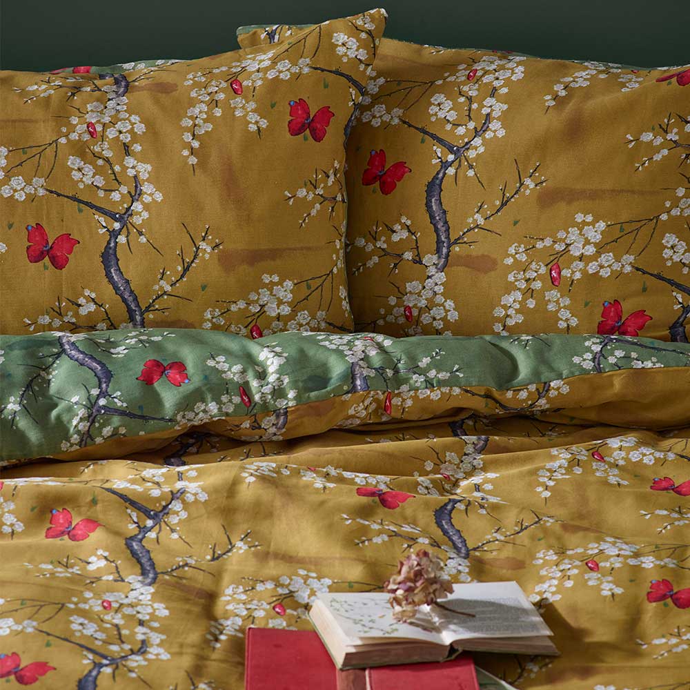 The Chateau Blossom Duvet Set Duvet Cover - Basil/ Ochre - by The Chateau by Angel Strawbridge