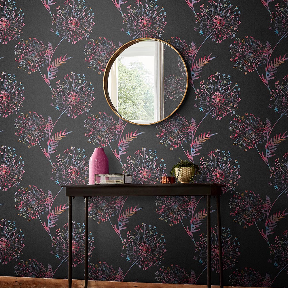 Wish Wallpaper - Black / Multicoloured - by Graham & Brown