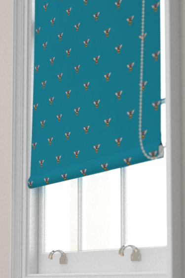 Abeja (bee) Blind - Teal - by Clarke & Clarke. Click for more details and a description.