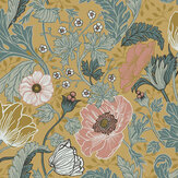 Anemone Wallpaper - Mustard  - by Galerie. Click for more details and a description.