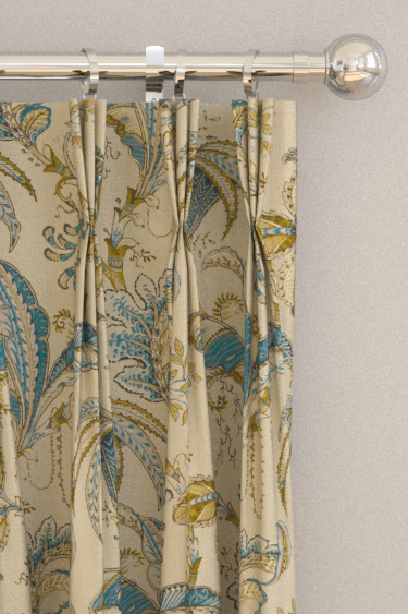 Ophelia Curtains - Spice / Teal - by Clarke & Clarke. Click for more details and a description.