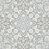 Moroccan Floral Wallpaper - Grey and Baby Blue - by Galerie. Click for more details and a description.