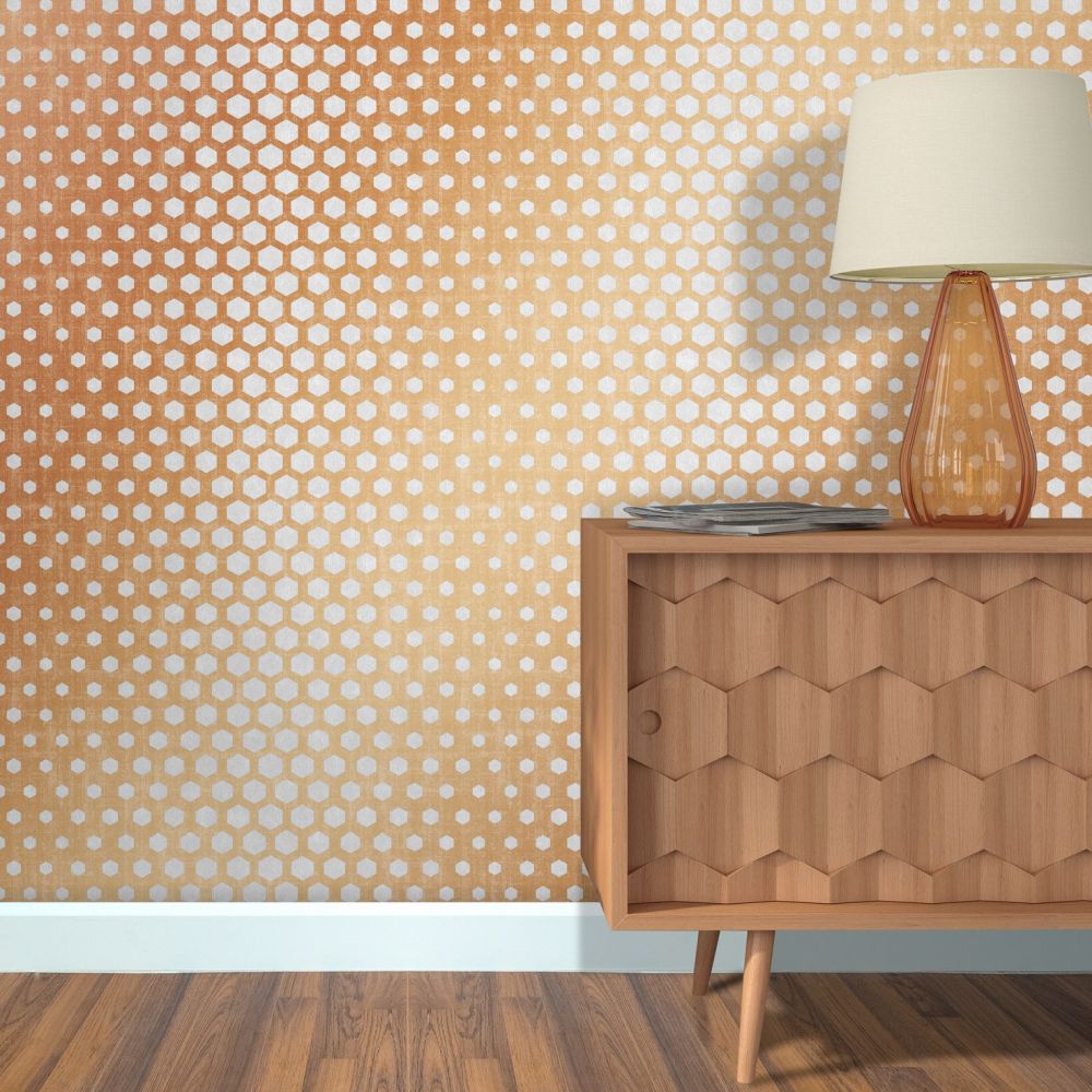 Hexagon Ombre Wallpaper - Bronze - by SK Filson