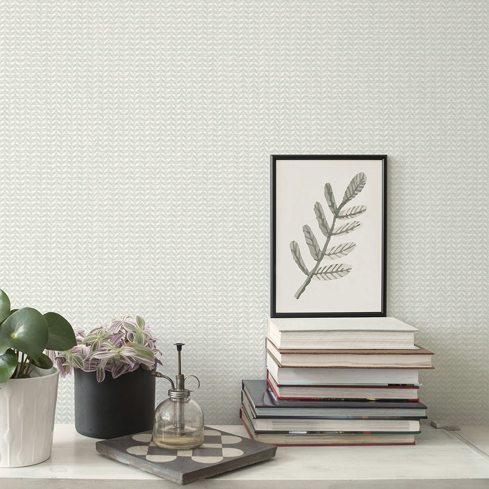 Mini Leaf Texture Wallpaper - Duck Egg - by Galerie