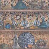 Mediterranean Shelves Wallpaper - Multi Coloured - by SK Filson. Click for more details and a description.