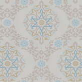 Small Geomtric Damask Wallpaper - Stone - by SK Filson. Click for more details and a description.