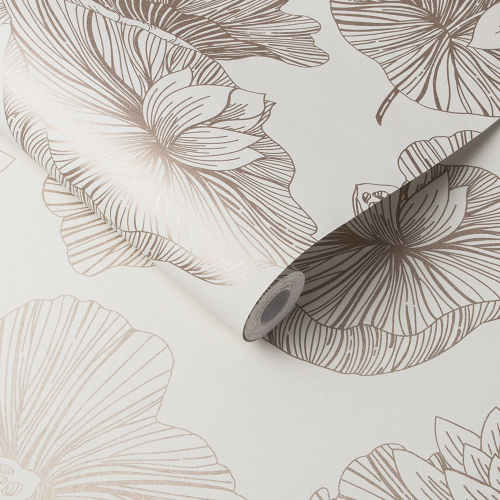 Lotus Wallpaper - Cream - by Graham & Brown