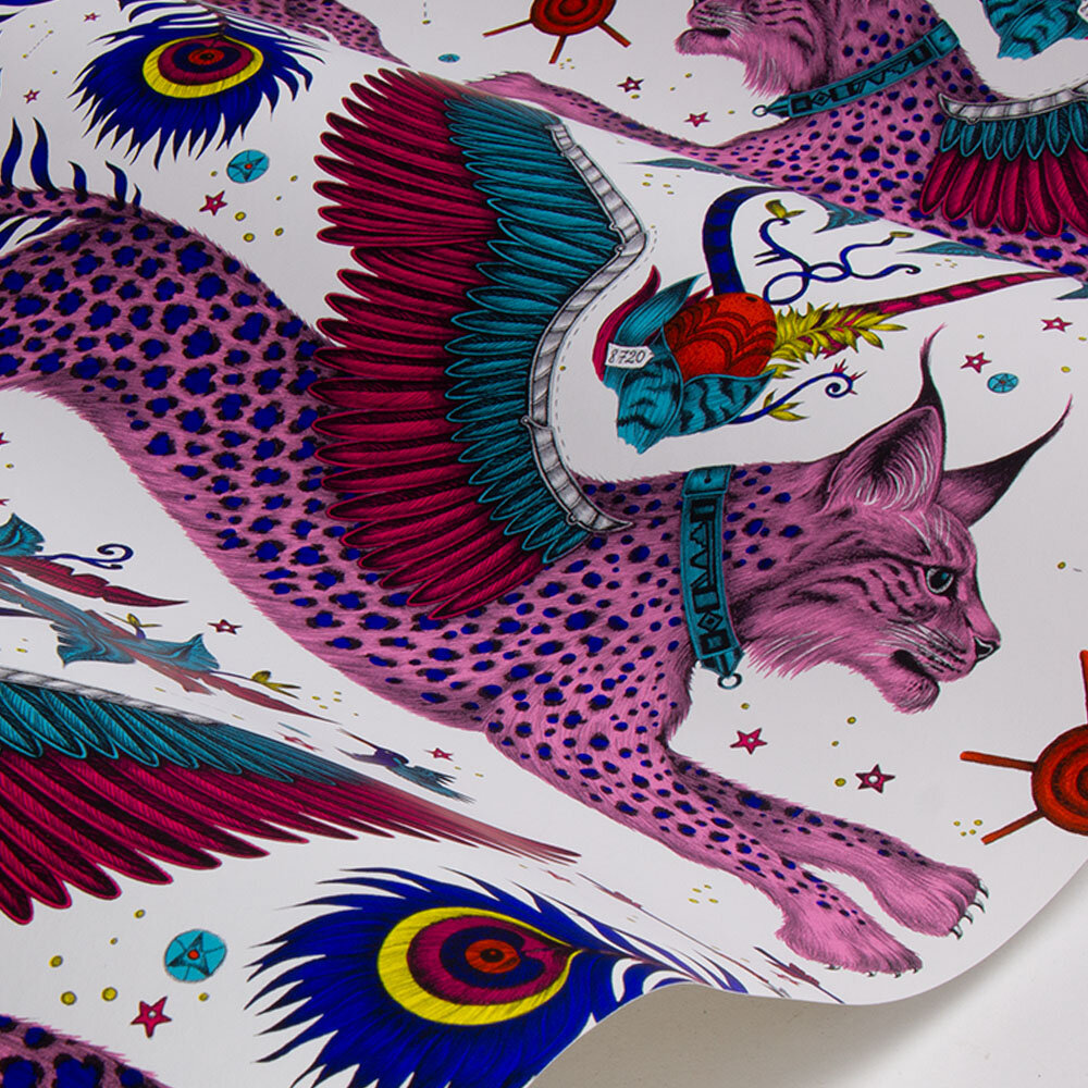 Lynx Wallpaper - Magenta - by Emma J Shipley