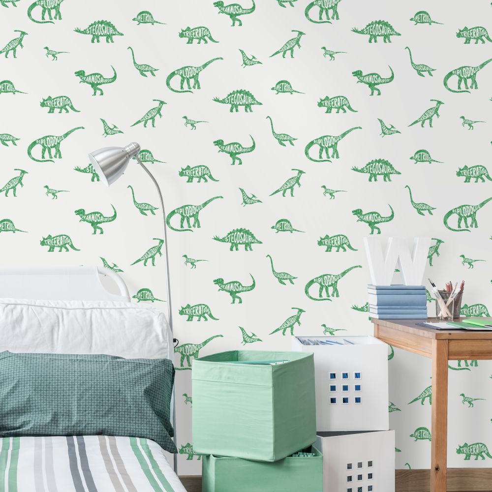 Dino Dictionary Wallpaper - Green - by Albany