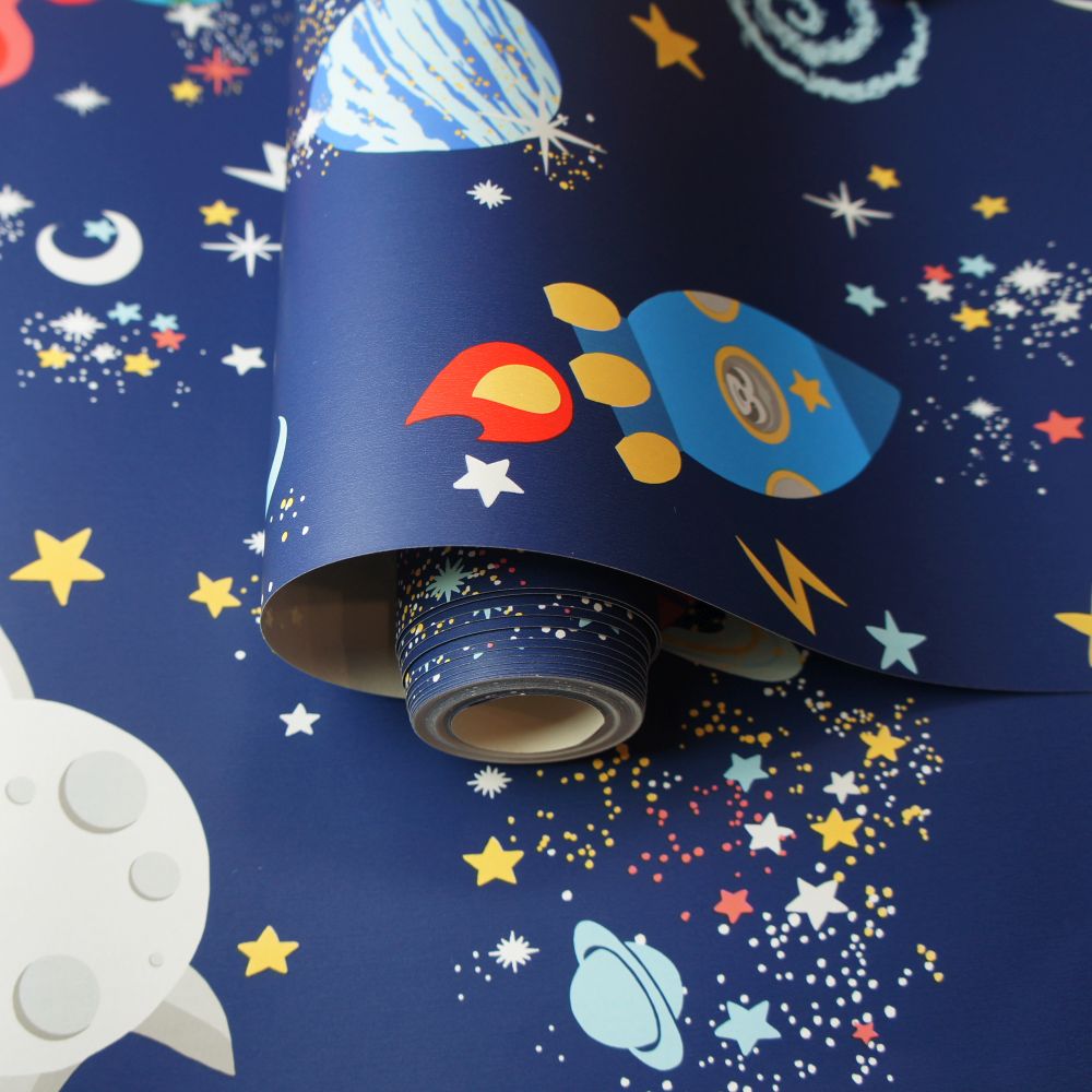 Space Animals Wallpaper - Navy - by Albany