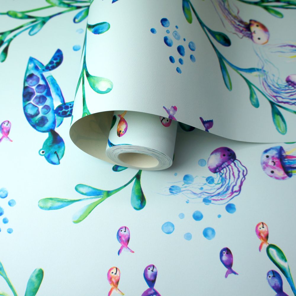 Under the Sea Wallpaper - Light Teal - by Albany