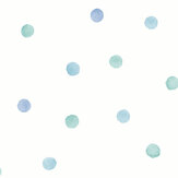 Watercolour Polka Dots Wallpaper - Blue / Teal - by Albany
