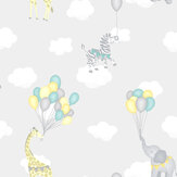 Animal Balloons Wallpaper - Grey - by Albany. Click for more details and a description.