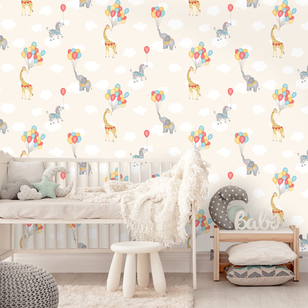 Animal Balloons Wallpaper - Neutral - by Albany