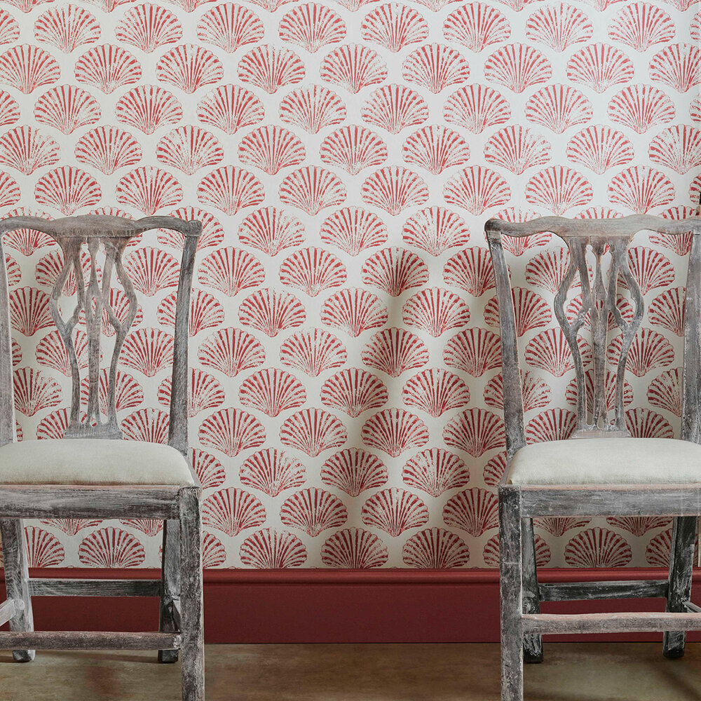 Scallop Shell Wallpaper - Red - by Barneby Gates