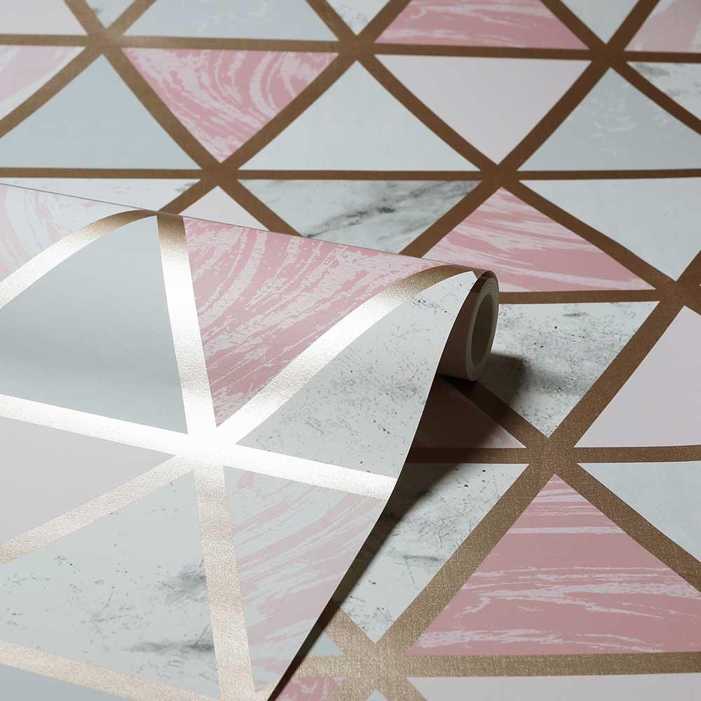 Marble Geo Wallpaper - Pink Multi - by Arthouse