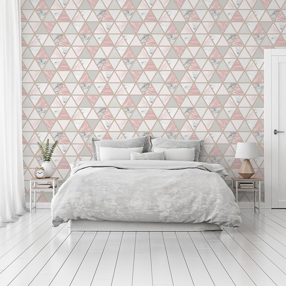 Marble Geo Wallpaper - Pink Multi - by Arthouse