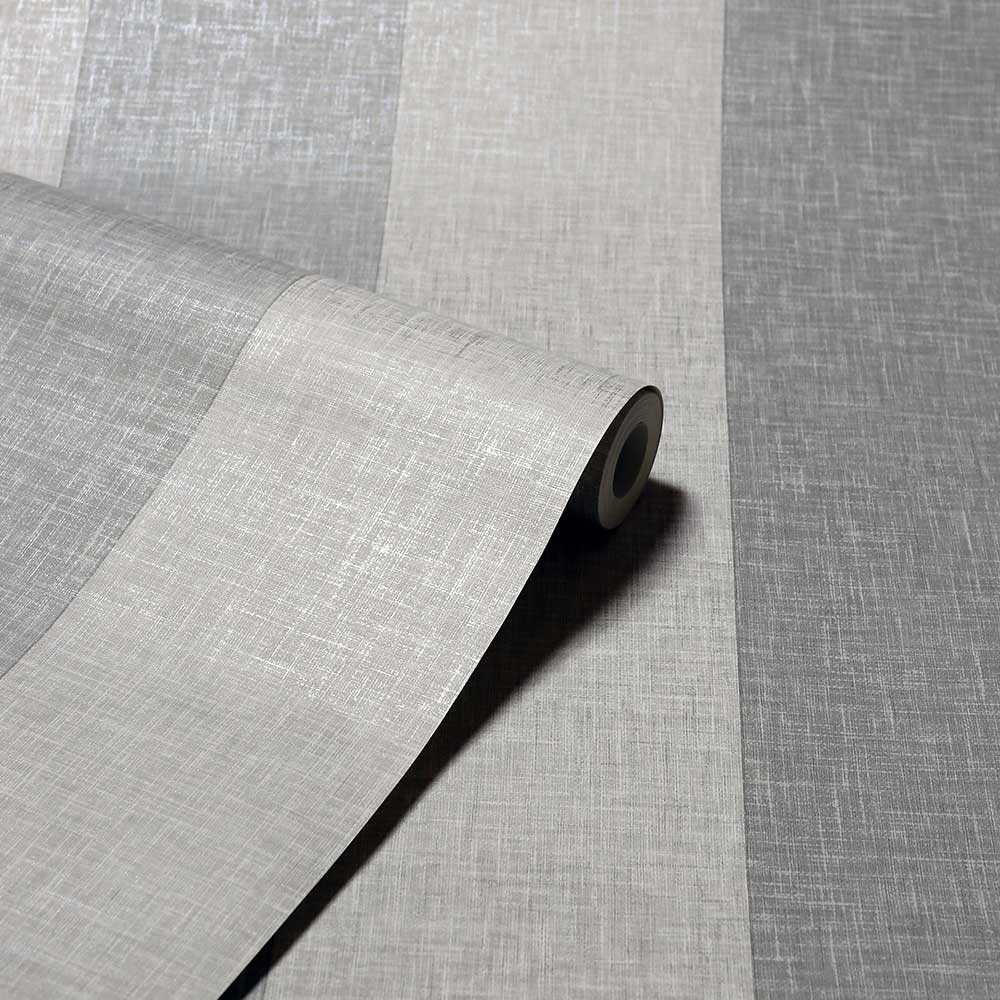 Linen Stripe Wallpaper - Grey - by Arthouse