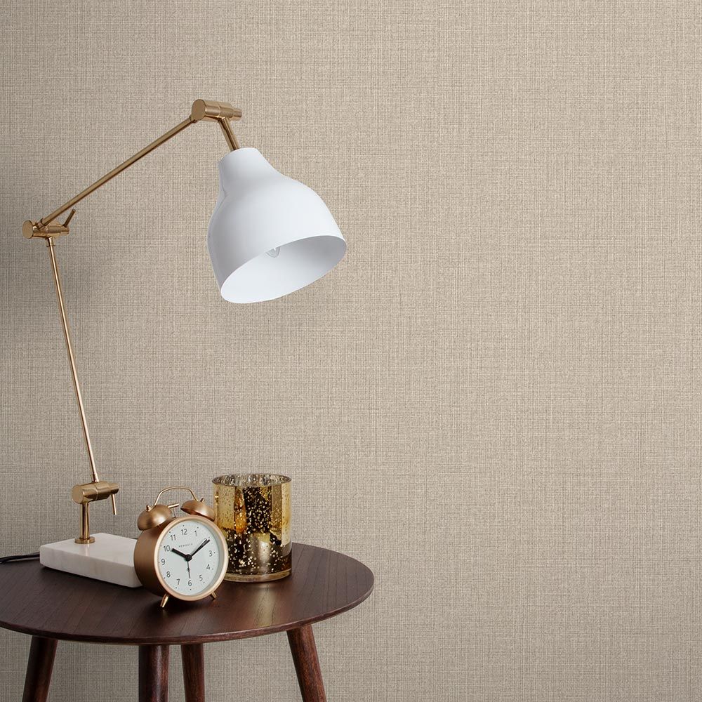 Linen Wallpaper - Beige - by Graham & Brown