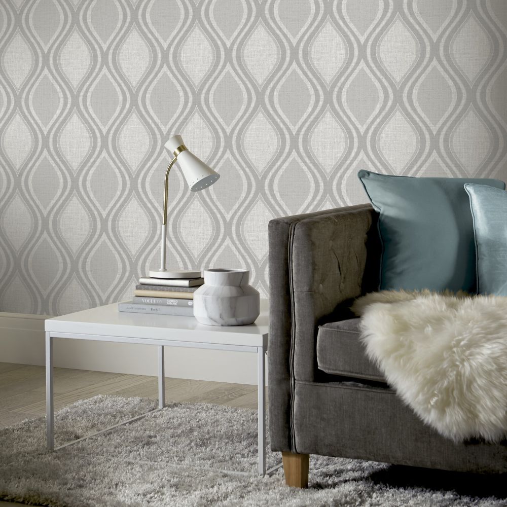 Curve Wallpaper - Grey - by Arthouse