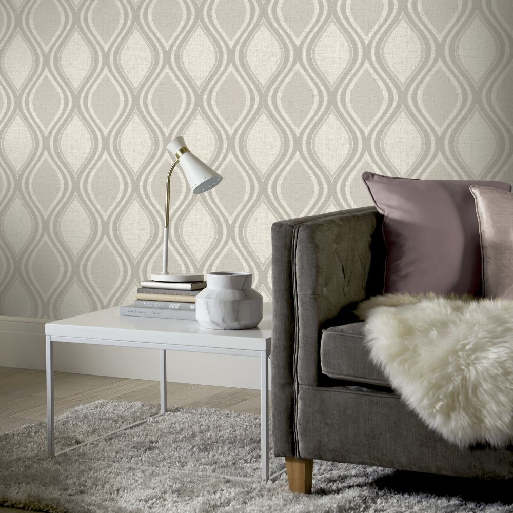 Curve Wallpaper - Taupe - by Arthouse