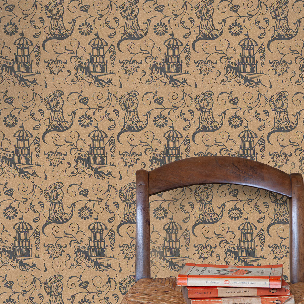 Lambeth Saracen Wallpaper - Brown - by Hamilton Weston Wallpapers