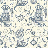 Lambeth Saracen Wallpaper - Cream / Blue - by Hamilton Weston Wallpapers. Click for more details and a description.