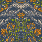 Floral Ornament Mural - Blue / Green / Orange - by Mind the Gap. Click for more details and a description.