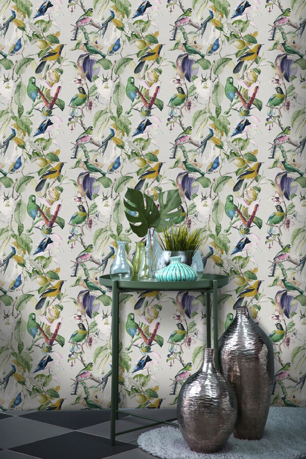 Tropical Birds Mural - White / Multi - by Mind the Gap