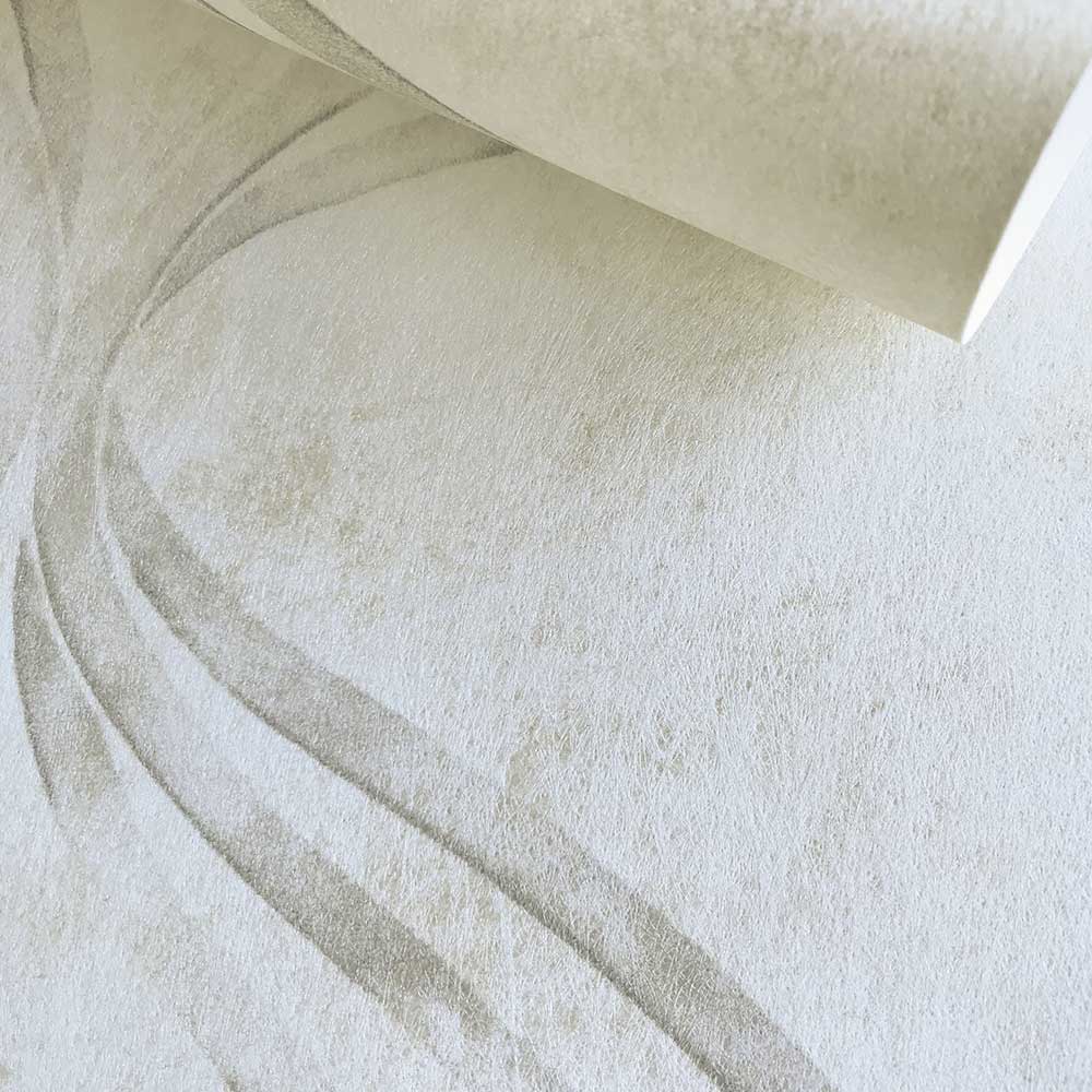 Devore Ribbon Wallpaper - White - by Fardis